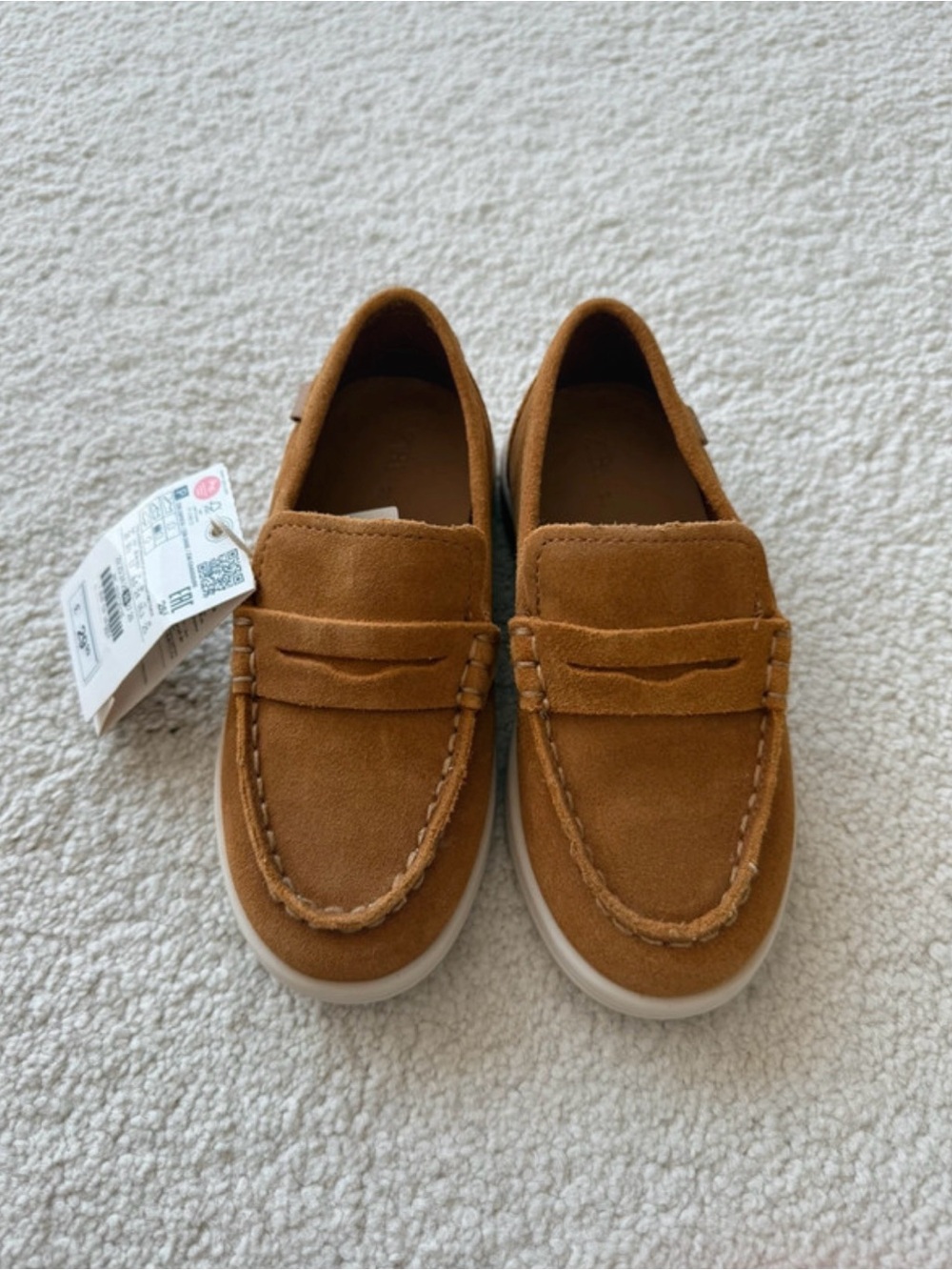 Kids Suede Loafers in Tan